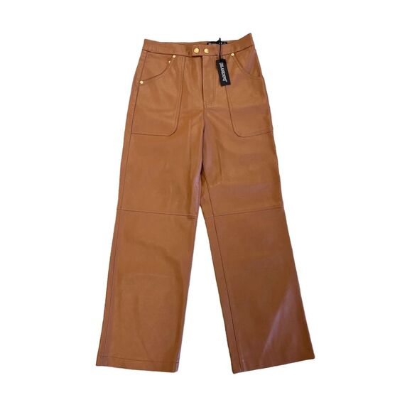 Blank NYC Women's Brown Straight Leg Faux Leather Pants Size 28 - Picture 2 of 6